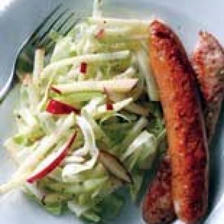 Chicken Sausages with Cabbage-Apple Slaw